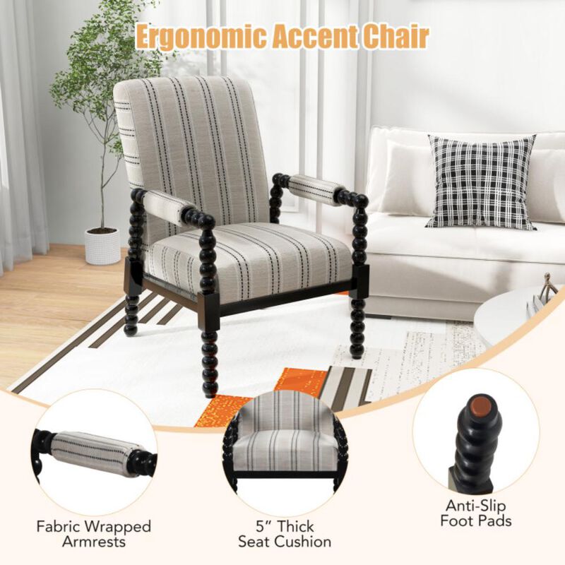 Hivvago Upholstered Accent Chair with Rubber Wood Frame for Living Room