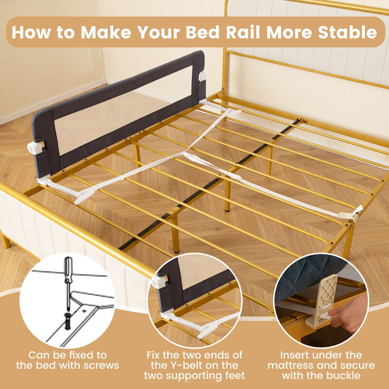 Adjustable Baby Bed Rail with Swing Down Design and Safety Strap for Bedroom image number 6