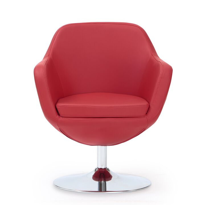 Caisson Red Swivel Accent Chair