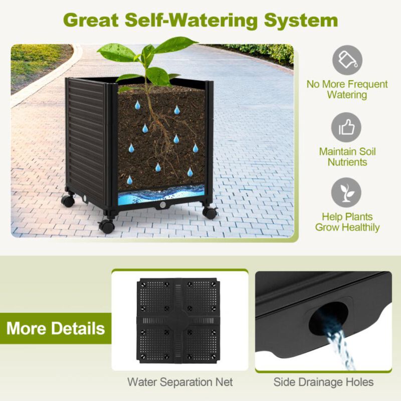 Hivvago 6.6 Feet Garden Arch Trellis with 2 Planter Boxes and Lockable Wheels