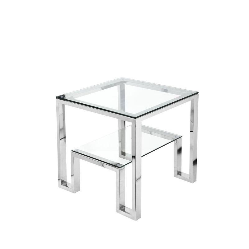 90210 Furniture Laurence Side Table High Polish Steel