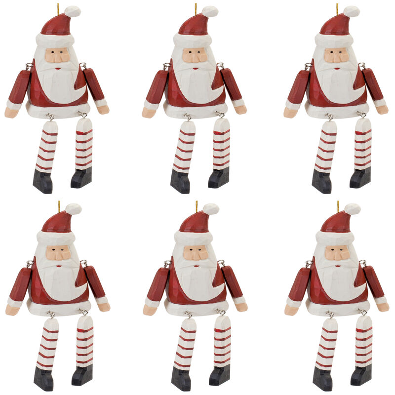 Set of 6 Santa Ornaments for Christmas Tree D&eacute;cor and Holiday Decorations