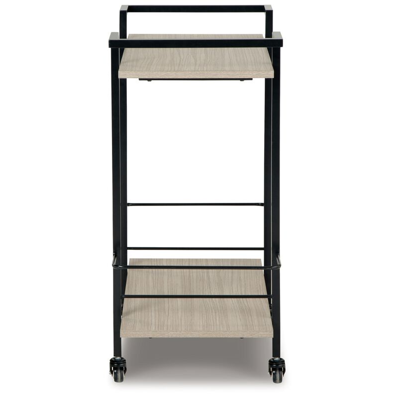 Serving Bar Cart, 32 Inch Black Metal, 2 Shelf, Bottle Holders - Benzara
