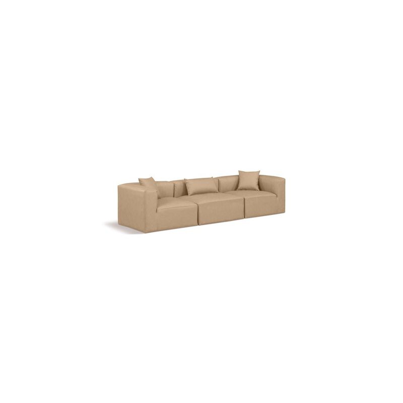 Meridian Furniture Cube Tan Vegan Leather Modular Sofa