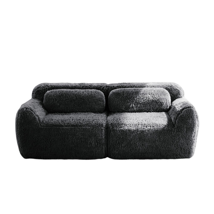 Monimp Soft Fluffy Plush Fabric Loveseats