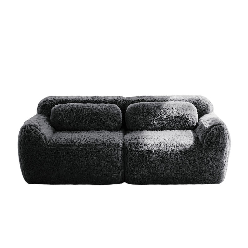 Monimp Soft Fluffy Plush Fabric Loveseats image number 0