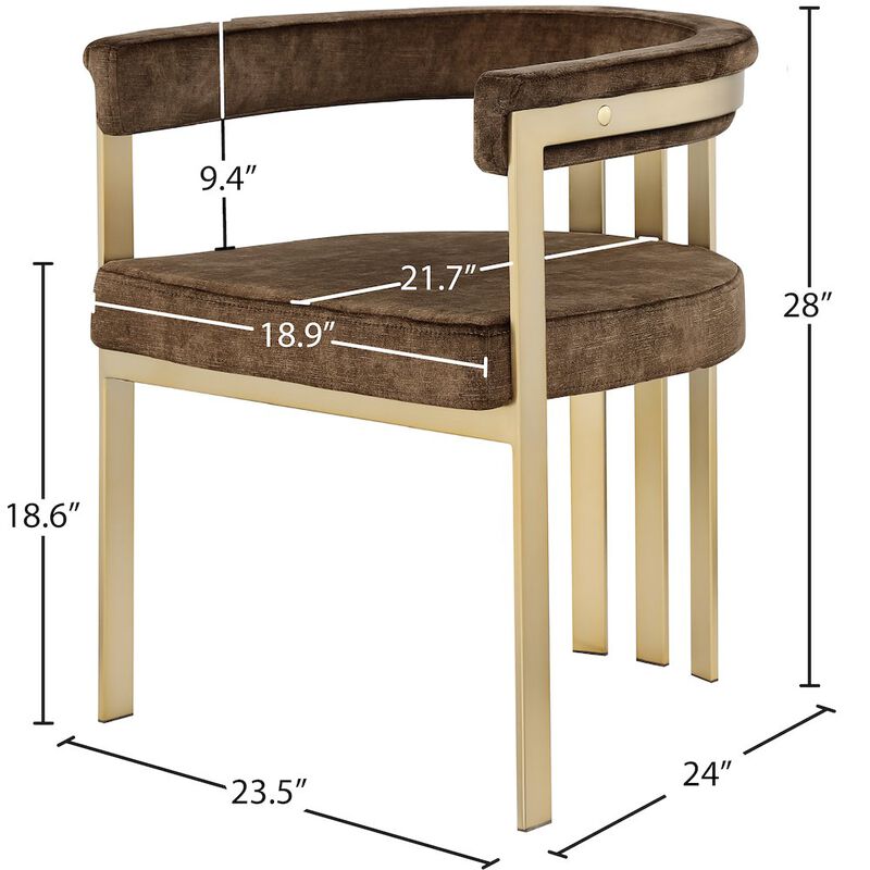 Meridian Furniture Marcello Brown Velvet Dining Chair, Set of 2