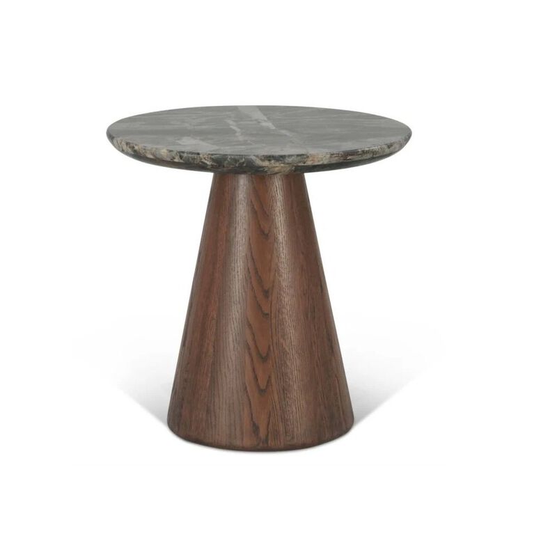 World Interiors Caldera Side Table in Lava Marble and Dark Oak