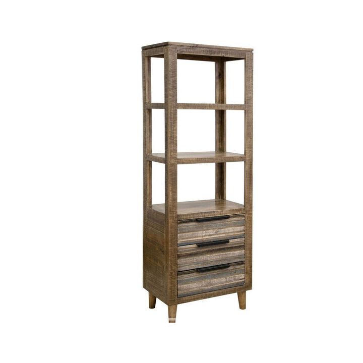 Crafter and Weavers Misha Solid Pine Bookcase 3-drawers & open Shelves - 73 high