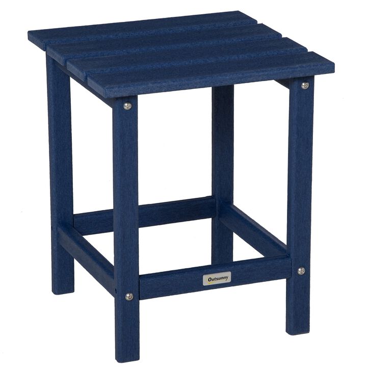 Patio Side Table, 18" Square Outdoor End Table, HDPE Plastic Tea Table for Adirondack Chair, Backyard or Lawn, Blue