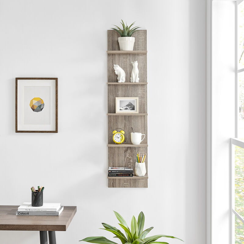 Five-Tier Wide Column Wall Shelf