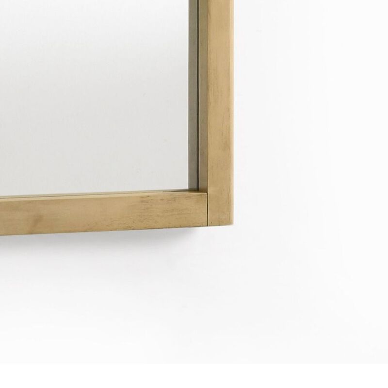 Noe Celia Accent Mirror, 40 Inch Square Oak Wood Frame, Brown Finish