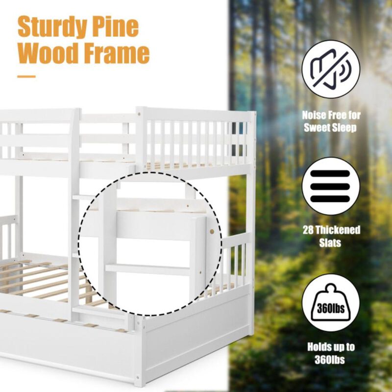 Hivvago Full over Full Bunk Bed Platform Wood Bed with Ladder