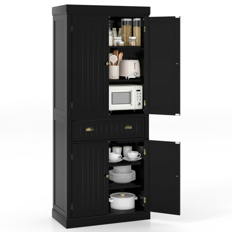 Cupboard Freestanding Kitchen Cabinet with Adjustable Shelves