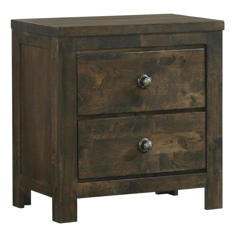 Rustic Gray Solid Wood Nightstand with Classic Design for Bedroom image number 0