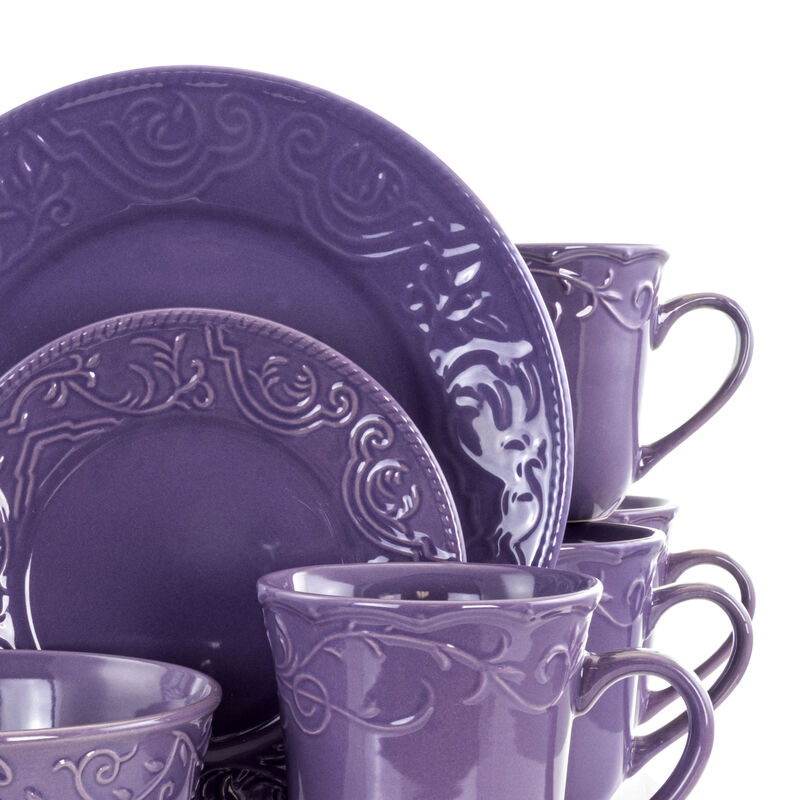 Elama Lilac Fields 16-Piece Dinnerware Set