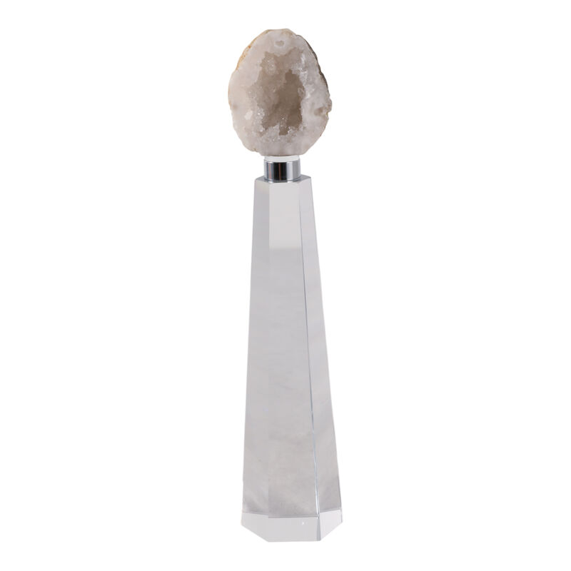 11x2" Agate On Crystal Base, White/clear image number 0