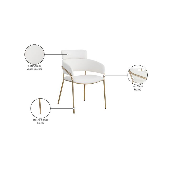 Meridian Furniture Yara Cream Vegan Leather Dining Chair, Set of 2