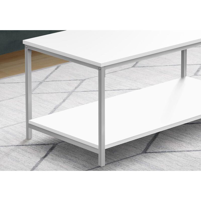 Coffee Table, Accent, Cocktail, Rectangular, Living Room, 40L, White Laminate