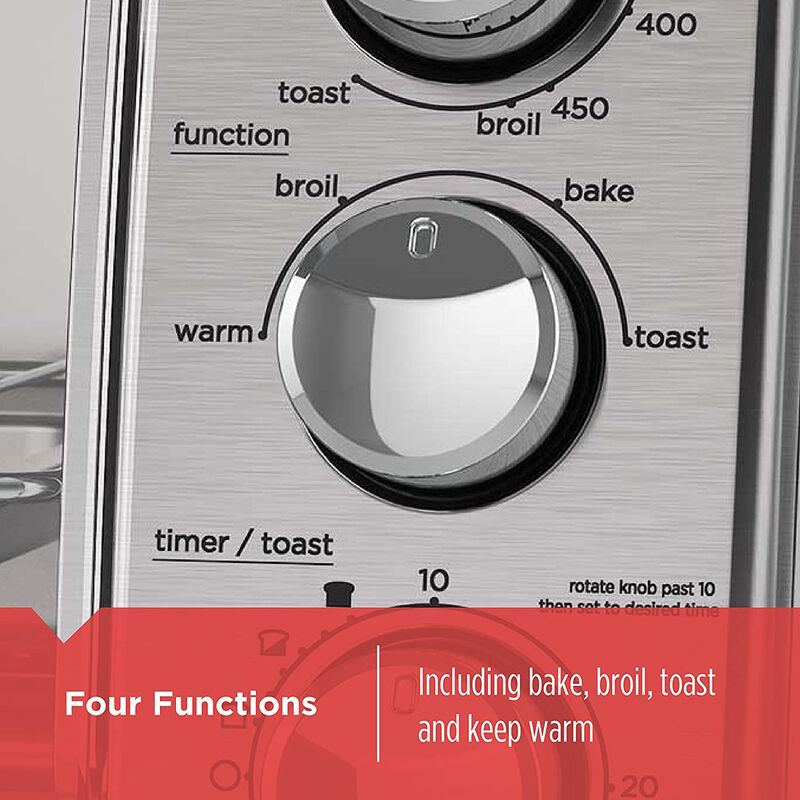 Black and Decker Natural Convection 4 Slice Toaster Oven in Stainless Steel image number 7