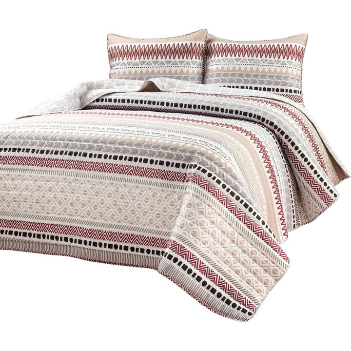 Lightweight Stripe Reversible 3-Piece Quilt Set for Cozy Bedding and Bedroom Style