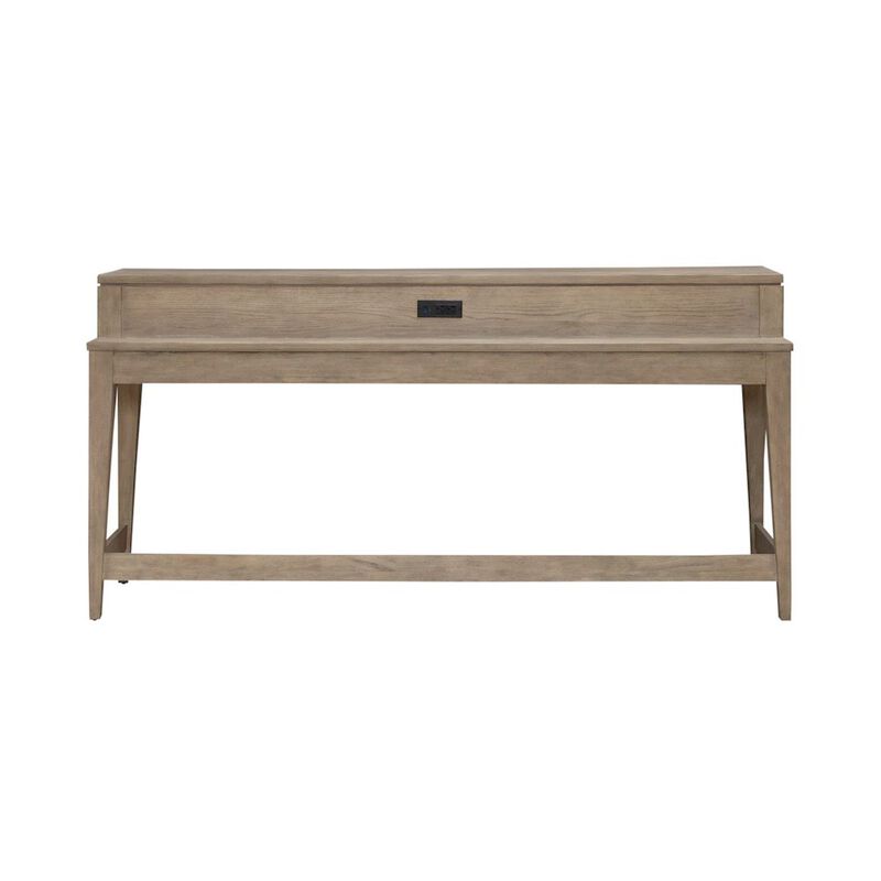 Liberty Furniture Brentwood Console Bar Table with AC, USB Charging Station - Sandstone Oak Wood image number 0