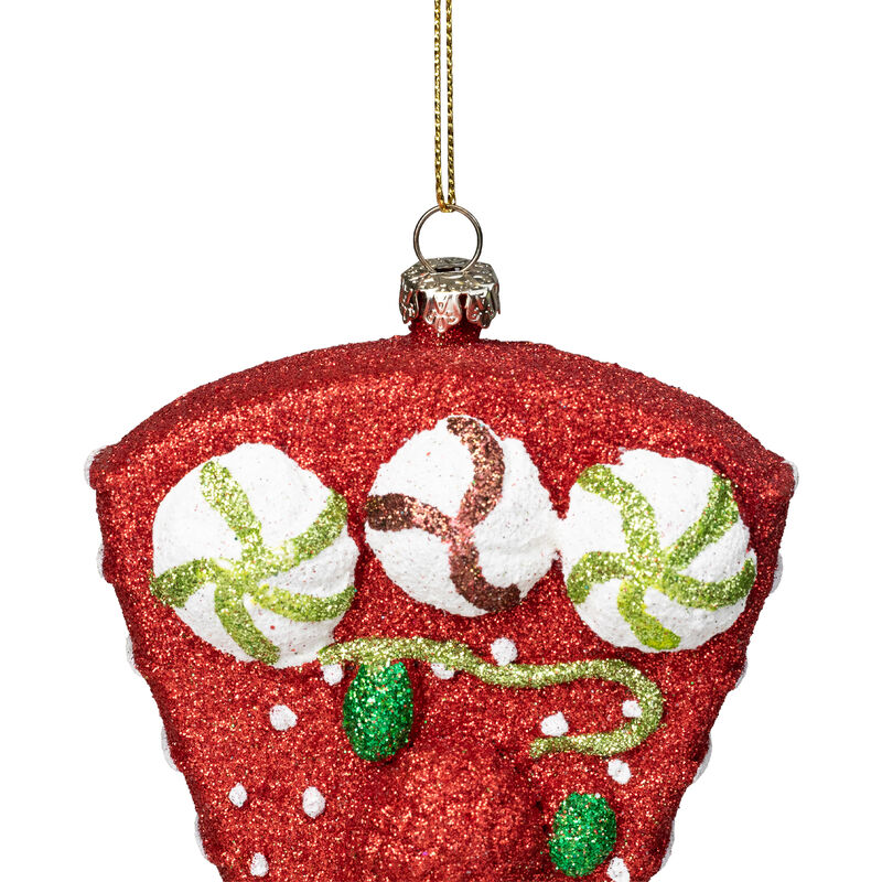 5" Red and Green Shatterproof Strawberry Cake Slice Christmas Ornament image number 5