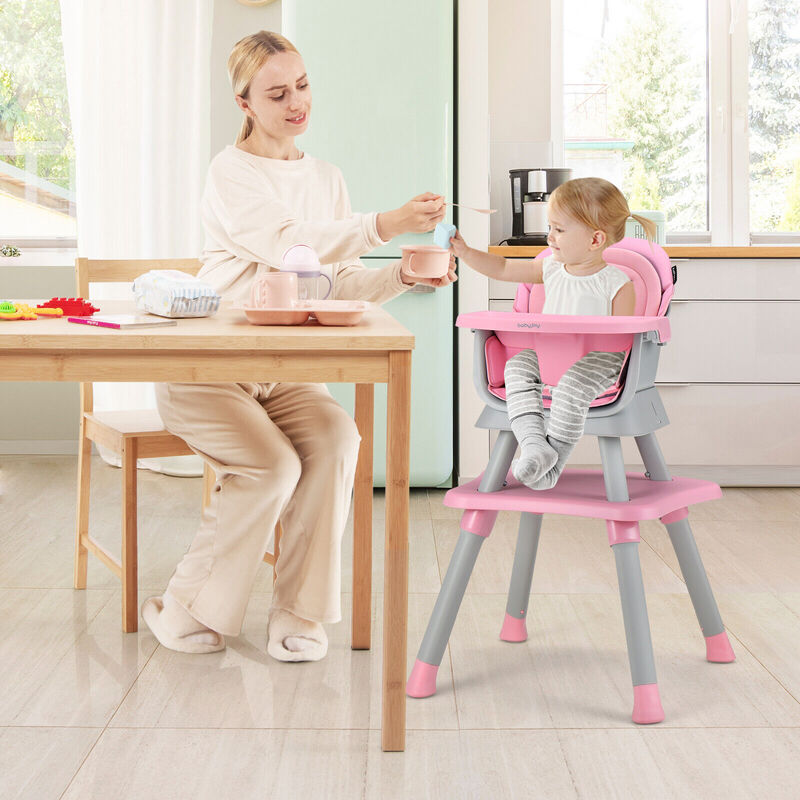 6-in-1 Convertible Baby High Chair with Adjustable Removable Tray