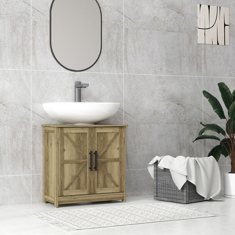 Hivvago Bathroom Sink Cabinet with 2 Barn Doors and Adjustable Shelf image number 1
