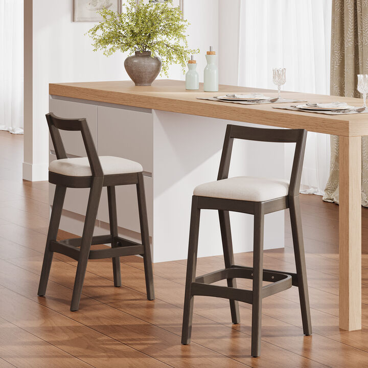 Christopher Knight Home Alric Rustic Rubberwood Upholstered Barstools (Set of 2)
