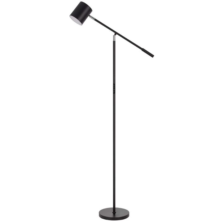 Floor Lamp with Touch Dimmer, 68 Inch Angled Adjustable Arm, Black Metal