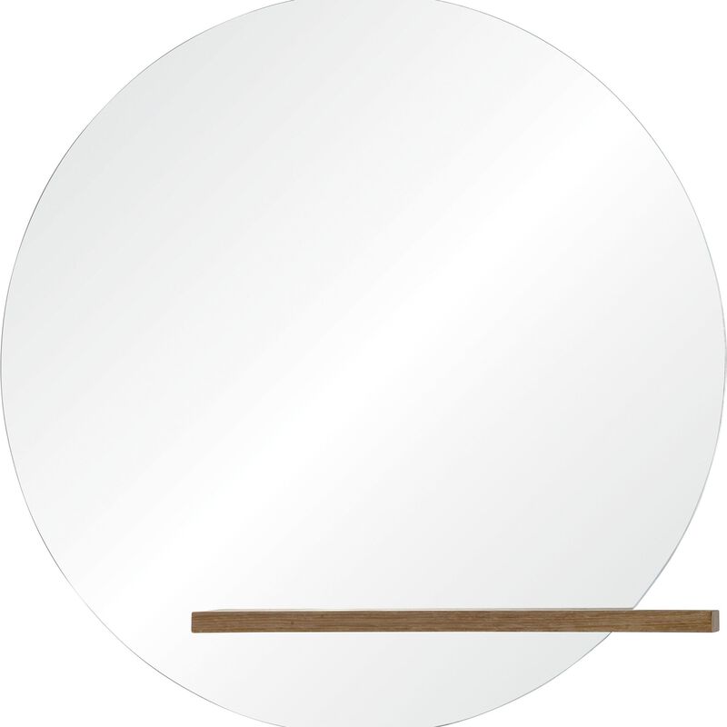 36" Gray Veneer Finished Glass Unframed Round Wall Mirror
