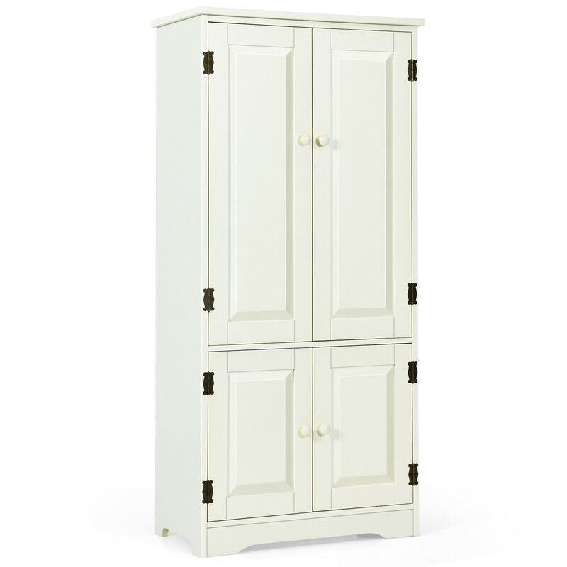 Accent Floor Storage Cabinet with Adjustable Shelves Antique 2-Door-White image number 0