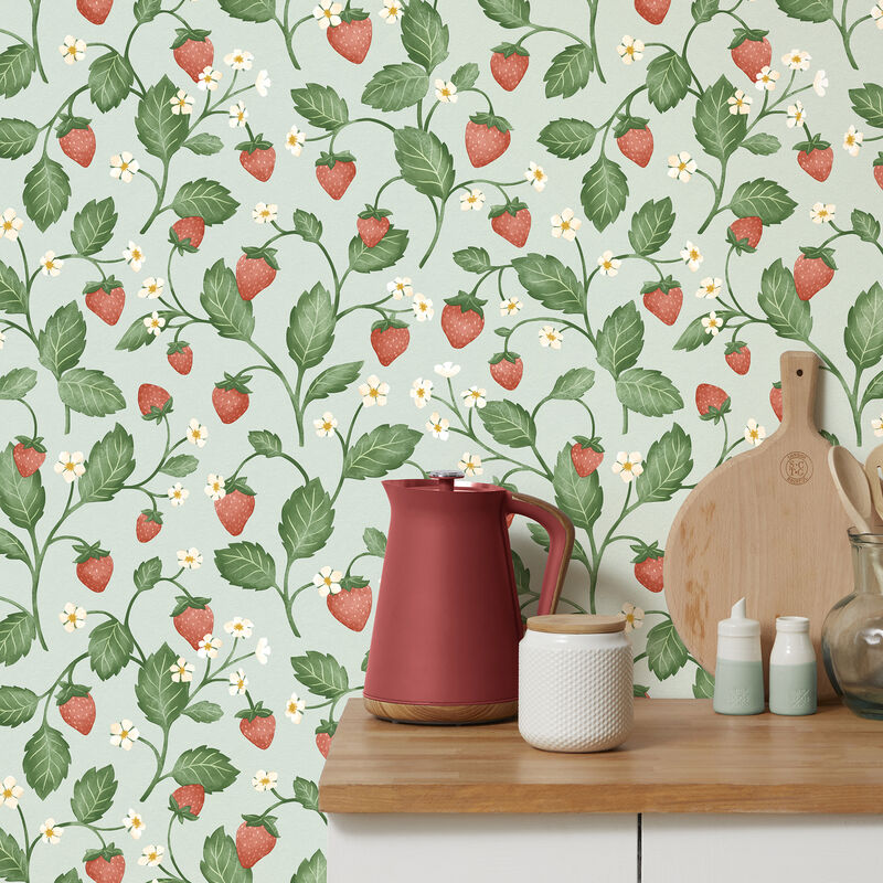Maxine Seafoam Strawberry Fields Wallpaper image number 1