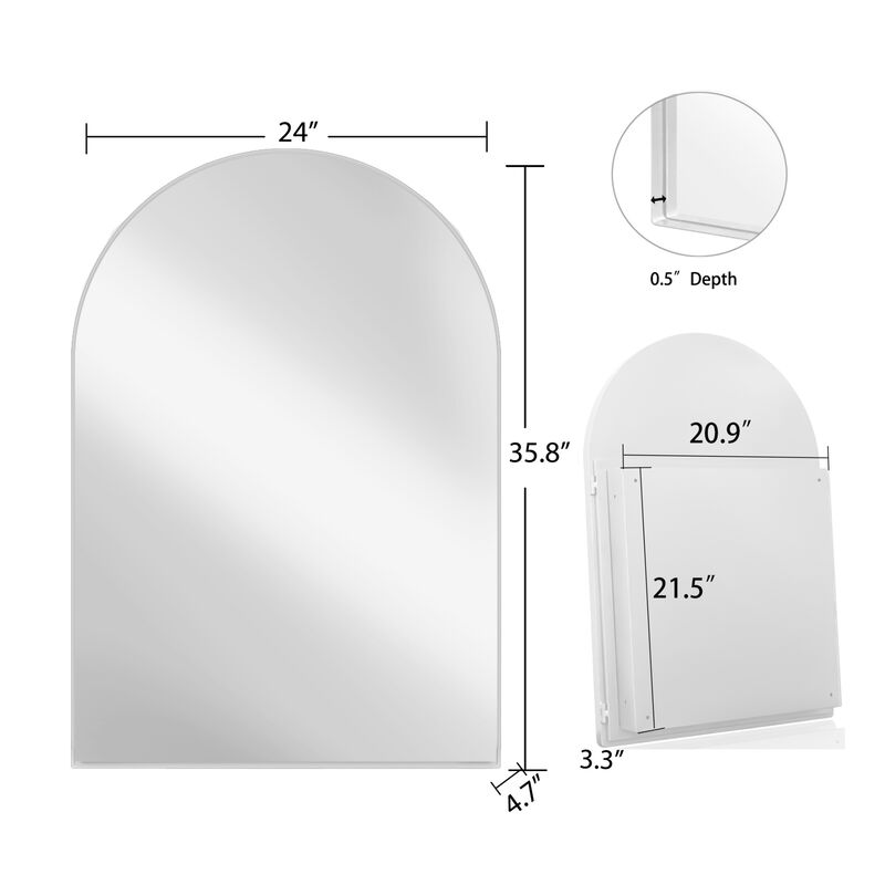 ELEMENT ACE Arched Recessed Medicine Cabinet with Mirror and Adjustable Shelves for Modern Bathroom Storage Solutions image number 2