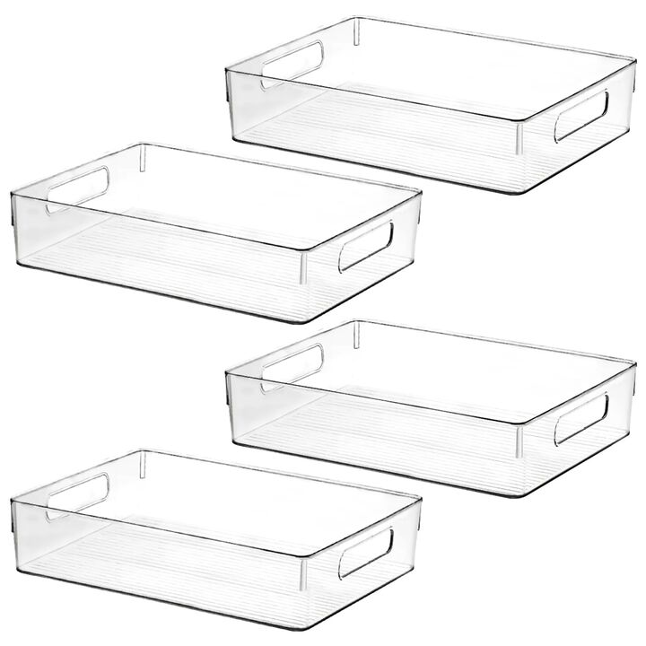 ShelfShaper Large Clear Plastic Storage Bins, Pantry Organizers and Storage Containers Fridge Organizer Bins for Organizing Home