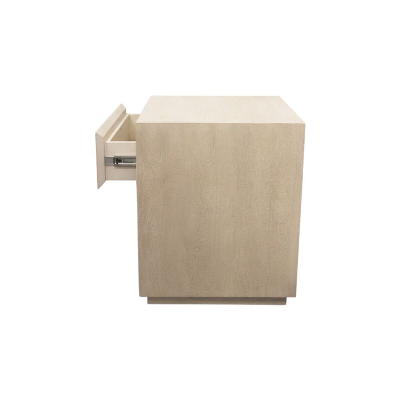 HomeRoots 24" Natural Solid Wood Ribbed Texture One Drawer Nightstand image number 2