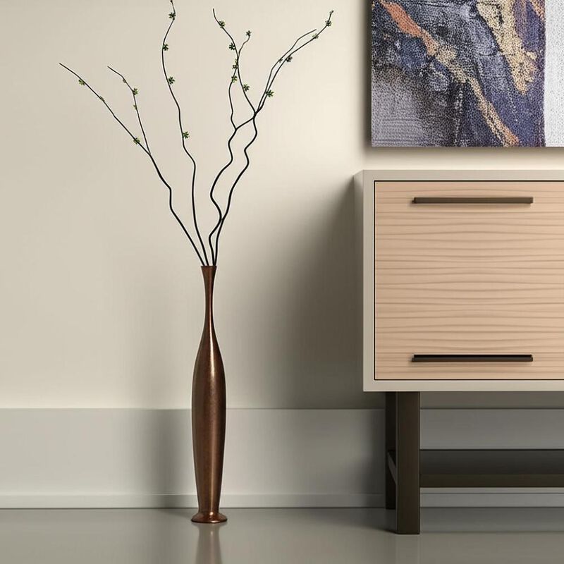 Hivvago 41 Inch Burnished Brown Aluminum Floor Vase