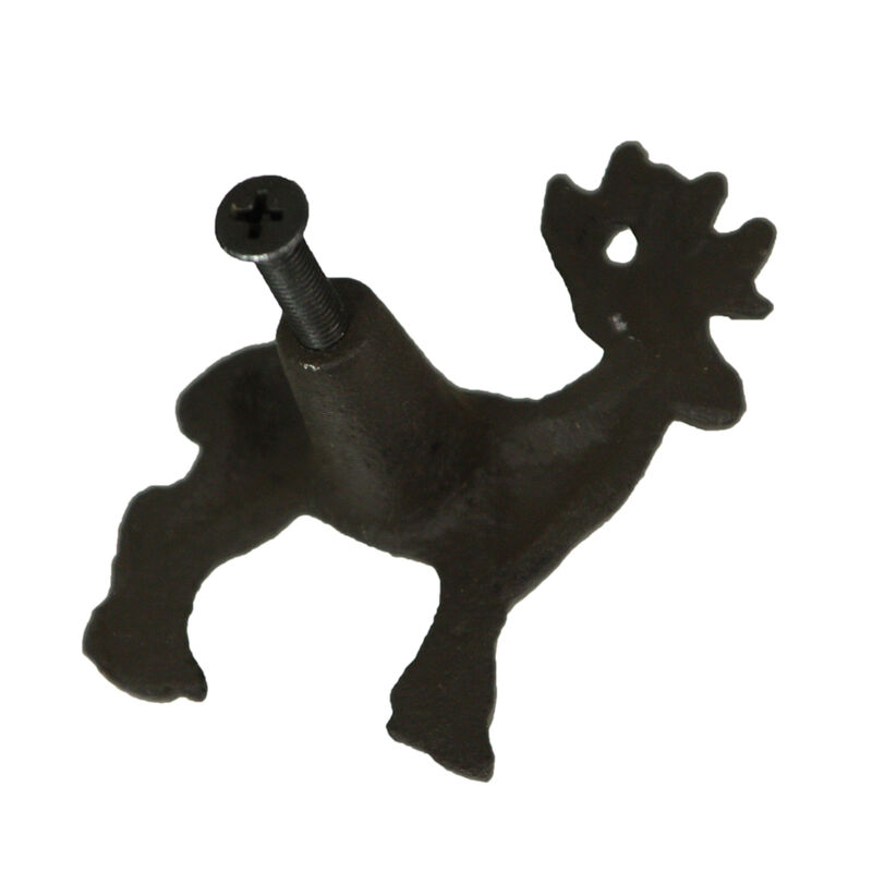 Set of 6 Rustic Brown Cast Iron Deer Drawer Pulls - Decorative Cabinet Knobs for a Charming Woodland Touch - Rustic Home Decor Accessories - 2 Inches Long image number 5