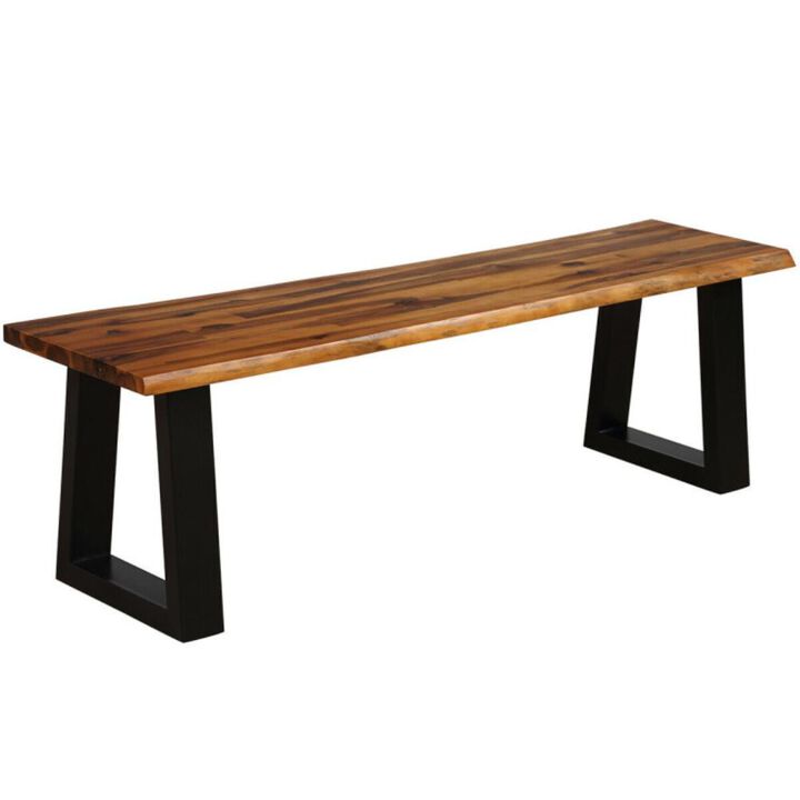 Hivvago Solid Acacia Wood Patio Bench Dining Bench Seating Chair