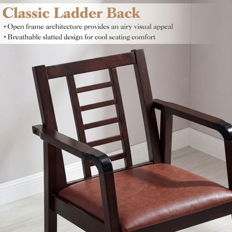 Wooden Rocking Chair Upholstered Seat Ladder Back Living Room Accent Seating image number 5