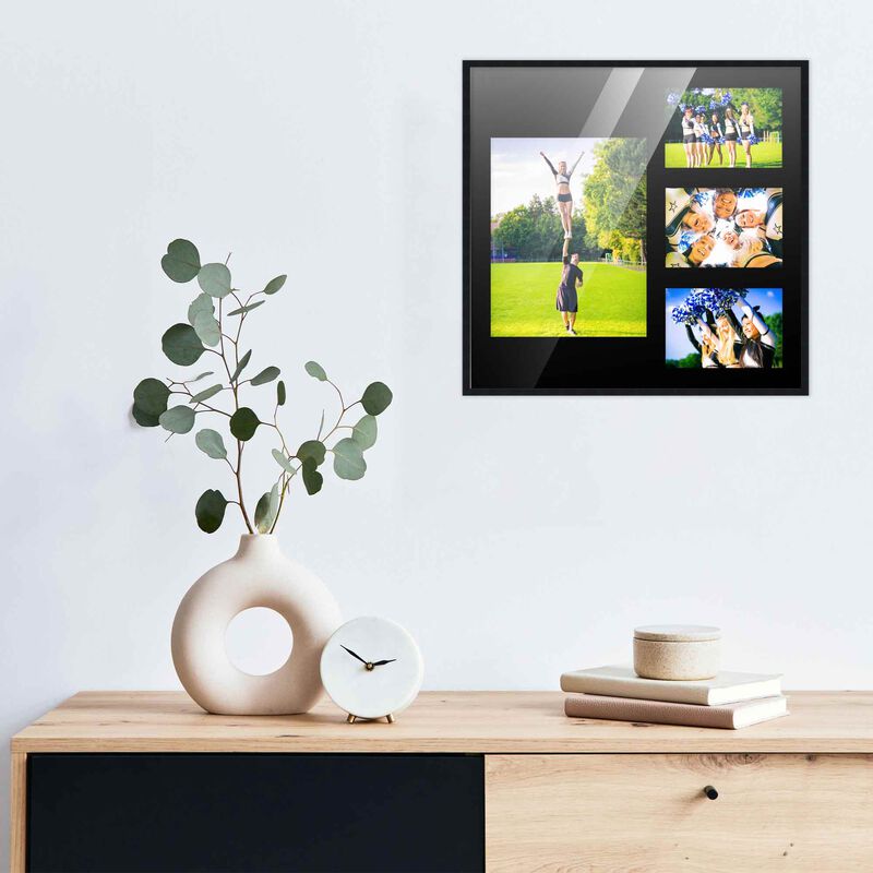 14.5x16 Wood Collage Frame with a Black Mat for 8x10 & 4x6 Pictures