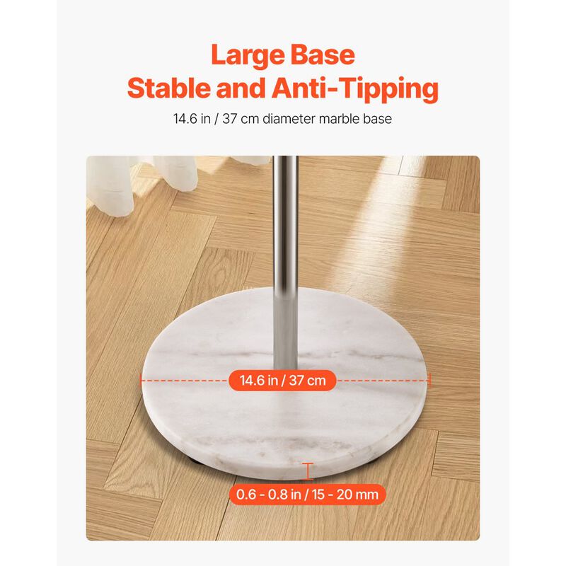 Modern Coat Rack with Marble Base and 8 Hooks, Freestanding Hall Tree image number 5