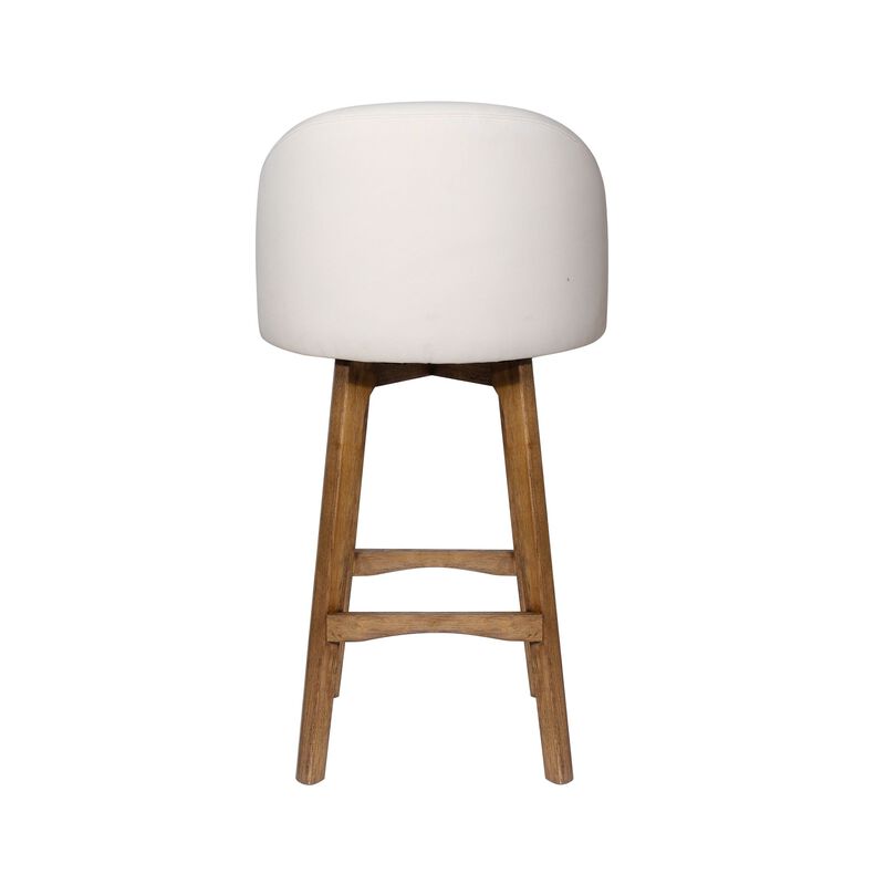 Gery Swivel Barstool Chair, Cream Fabric Seat with Natural Brown Legs image number 4