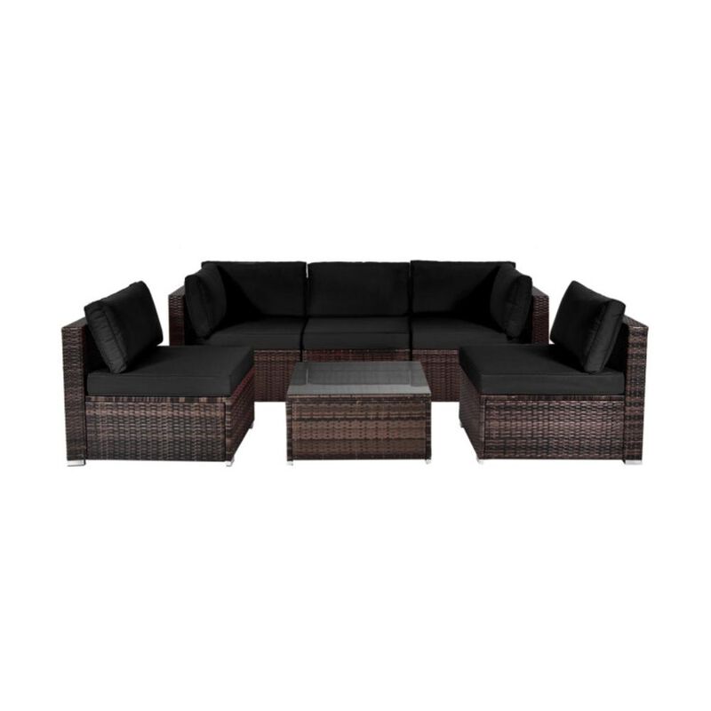 Hivvago 6 Pieces Patio Rattan Furniture Set with Cushions