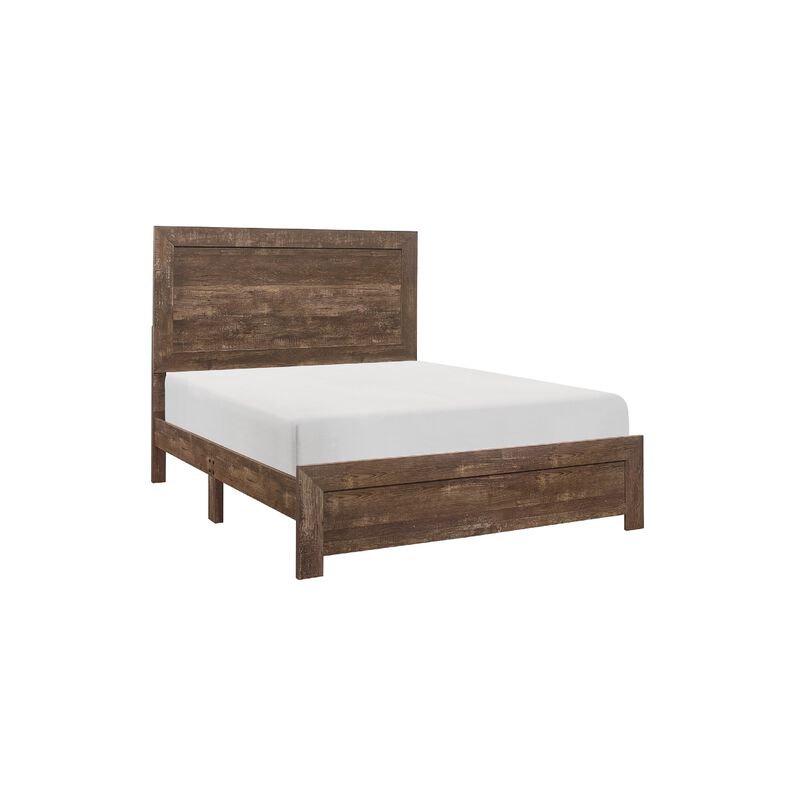 King Size Bedroom Set, Brown Finish, Panel Design, 5-Piece Set with Bed, 2 Nightstands, Dresser and Chest image number 2