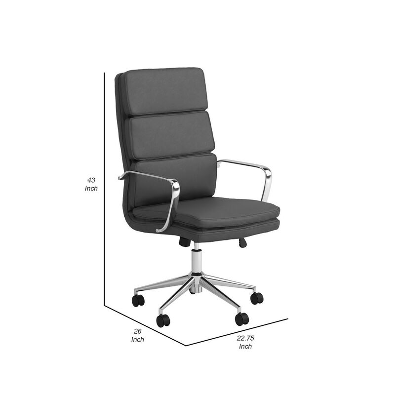 Padded Panel Back Office Chair with Horizontal Stitching, Gray-Benzara