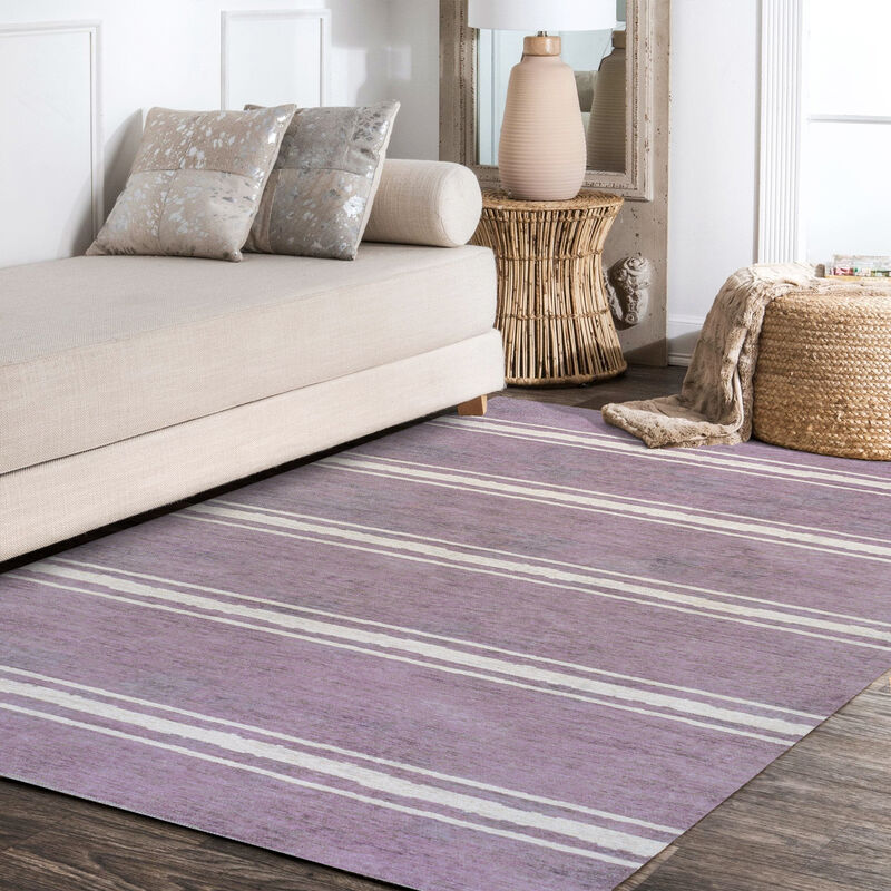 Bande Distressed Ticking Stripe Machine Washable Area Rug