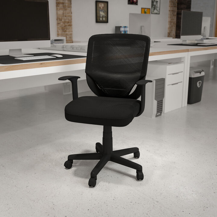 Norris Mid-Back Black Mesh Tapered Back Swivel Task Office Chair with T-Arms