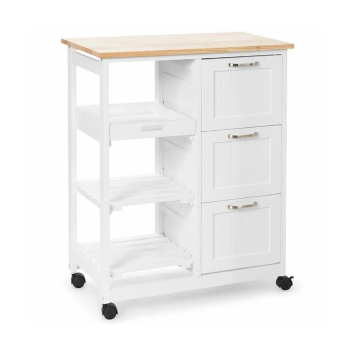 Hivvago Rolling Kitchen Island Utility Storage Cart with 3 Large Drawers